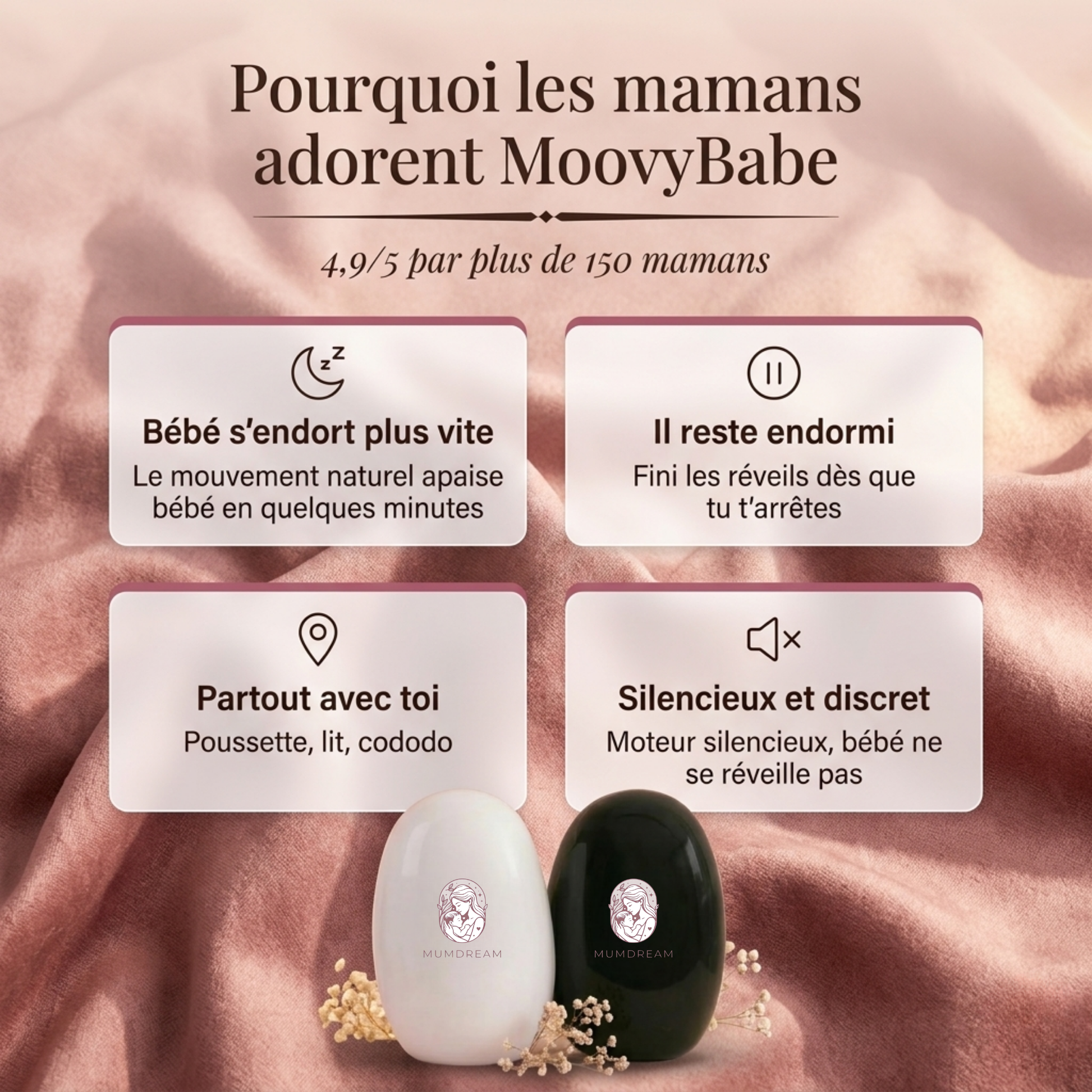 Moovybabe le berceur automatique qui aide ton bébé à s'apaiser à dormir plus facilement partout avec toi